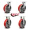 Service Caster 12 Inch Heavy Duty Red Poly on Cast Iron Wheel Caster Brakes 2 Rigid SCC, 2PK SCC-KP92S1230-PUR-RS-SLB-2-R-2 - alternate 1